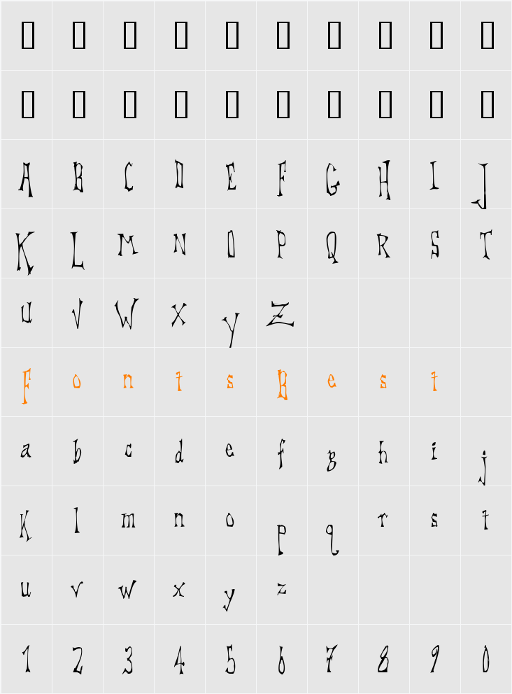 DreadLox Character Map