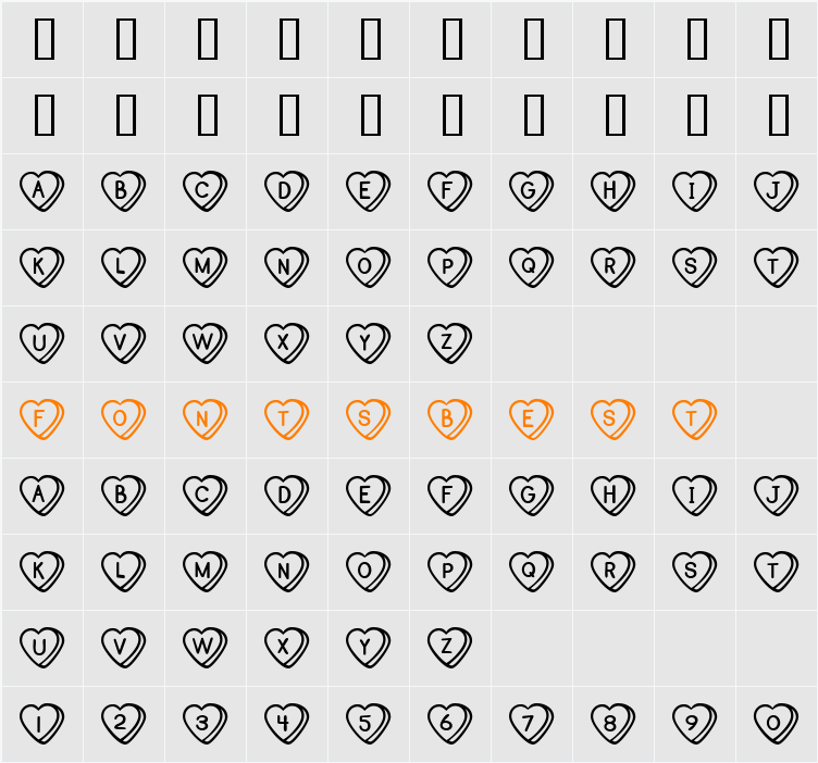 Sweet Hearts BV Character Map