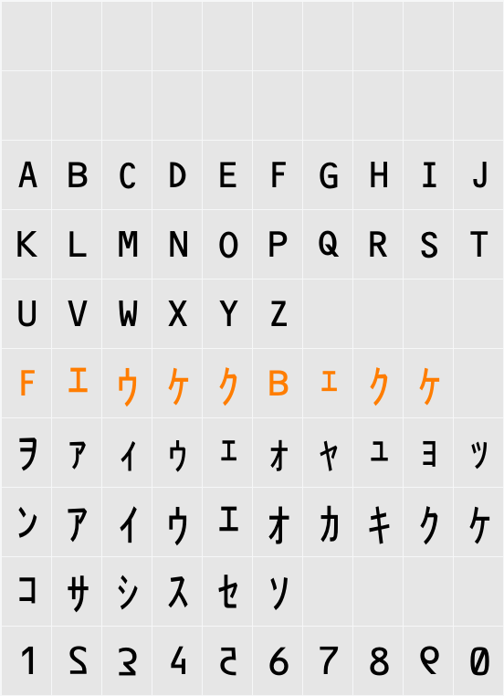 Matrix Code NFI Character Map