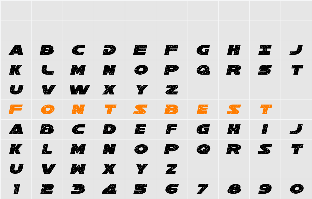 Galaxy 1 Italic Character Map