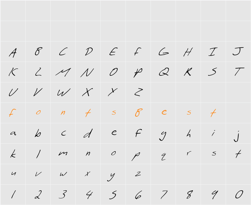 SF Scribbled Sans Character Map