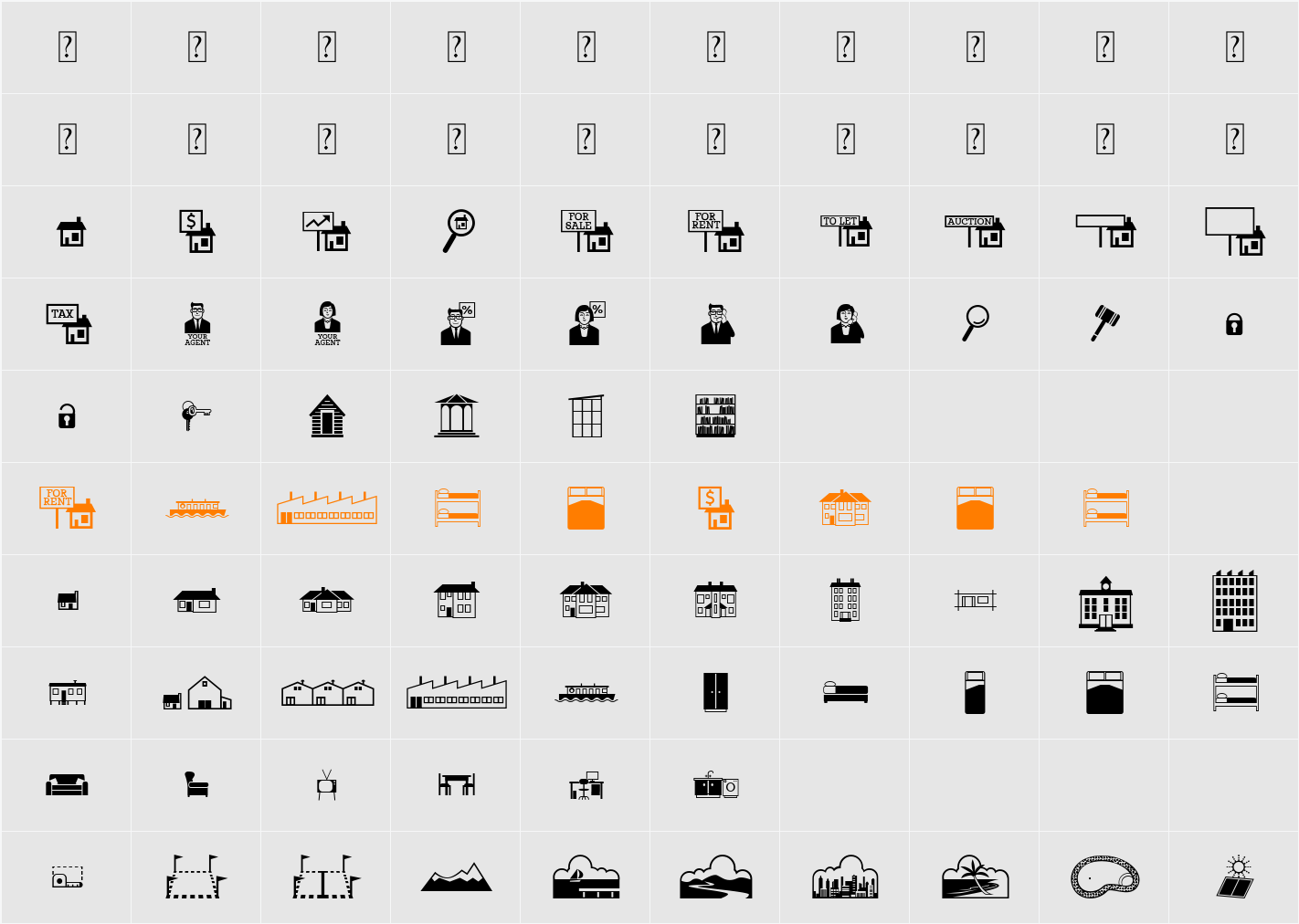 Qikicons Real Estate Character Map