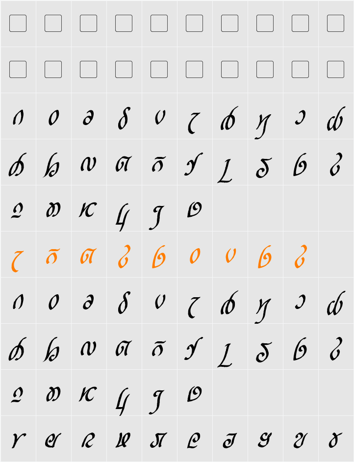 Rellanic Character Map