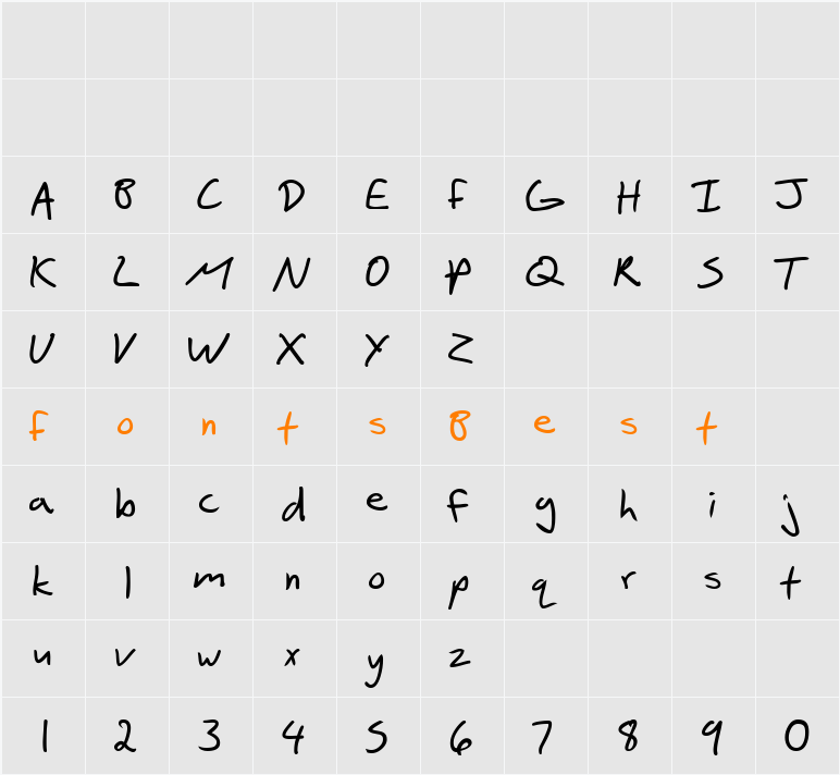 SF Scribbled Sans Character Map