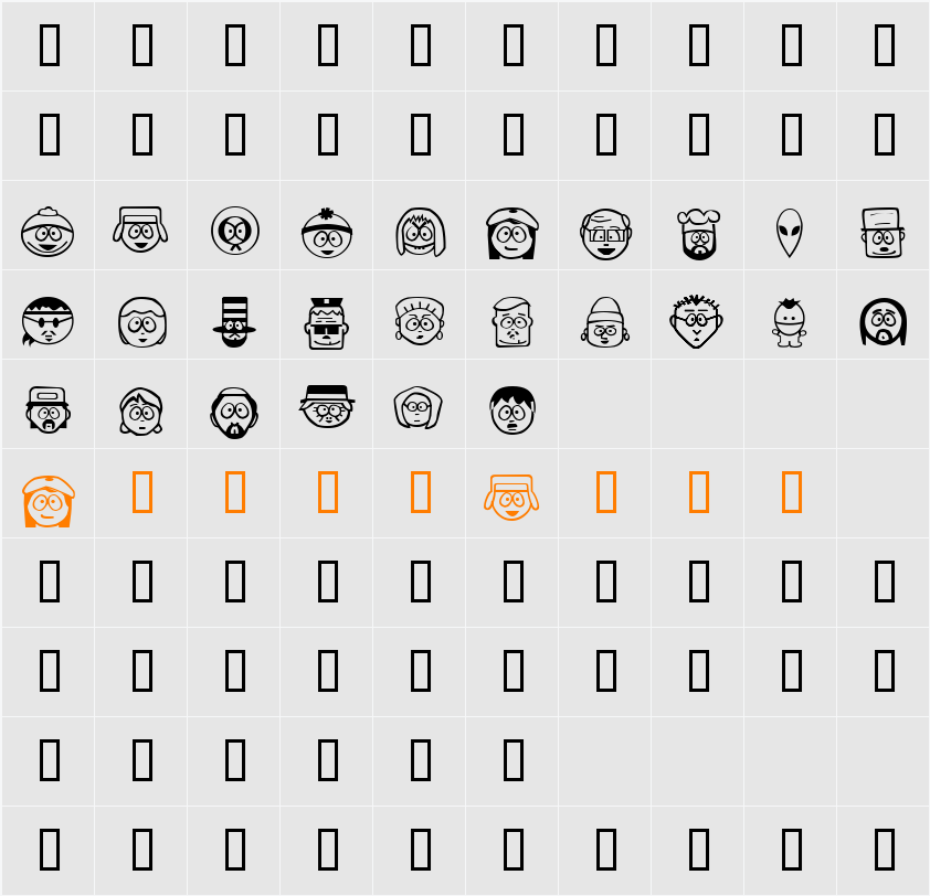 SouthBats Character Map