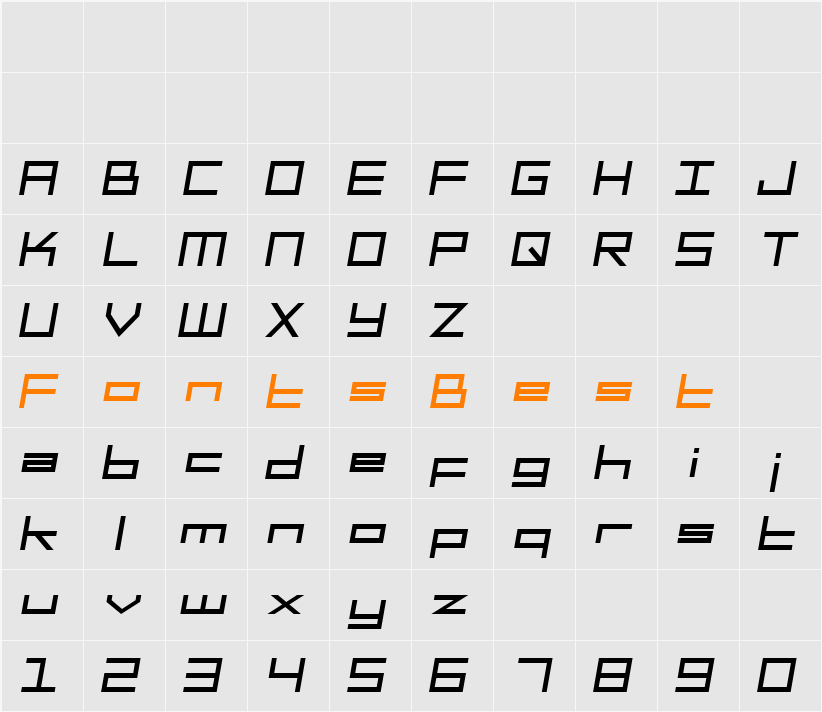 SF Square Head Character Map