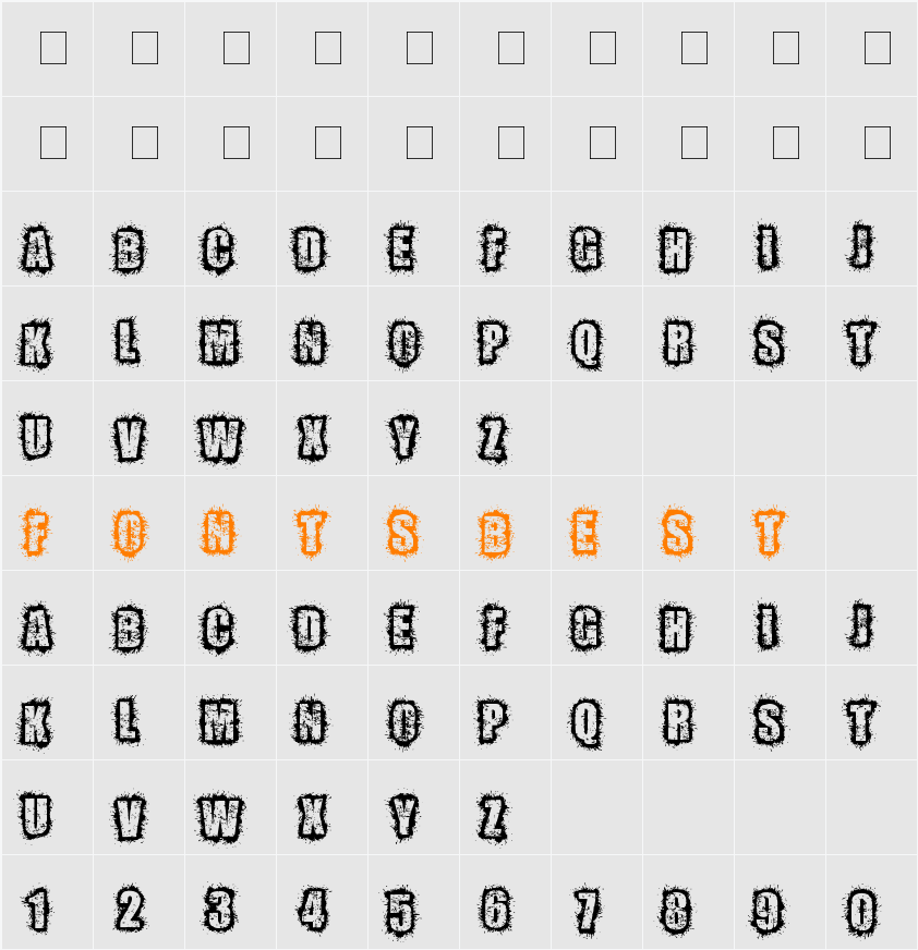 ZOMBIFIED Character Map