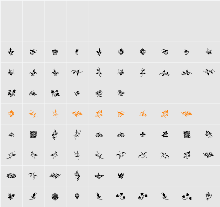 Rough Fleurons Free Character Map