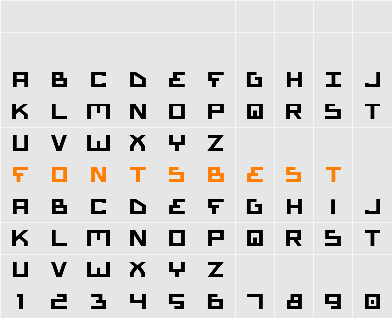 Bionic Type Expanded Bold Character Map