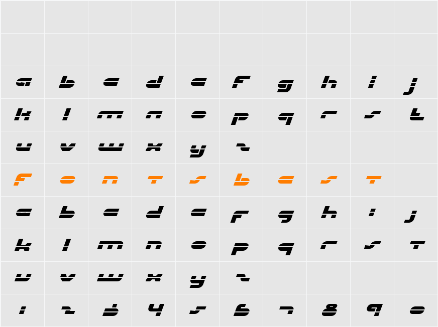 uni-sol laser italic Character Map