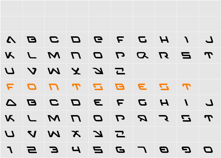 4114 Blaster Leftalic Character Map