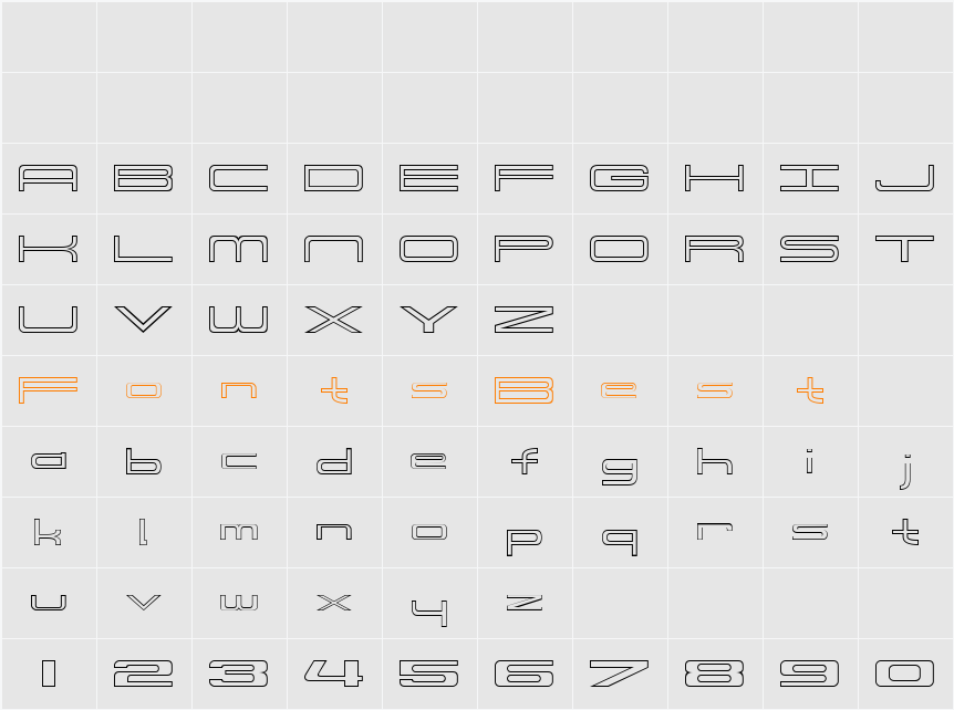 914-OUTLINE Character Map