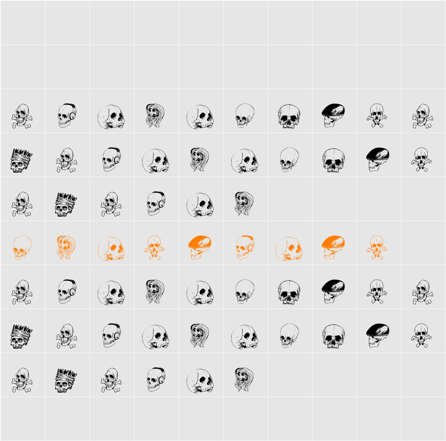 SKULL FONT Character Map