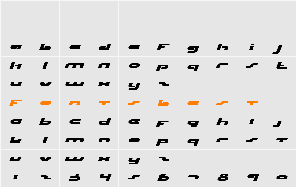 uni-sol expanded italic Character Map