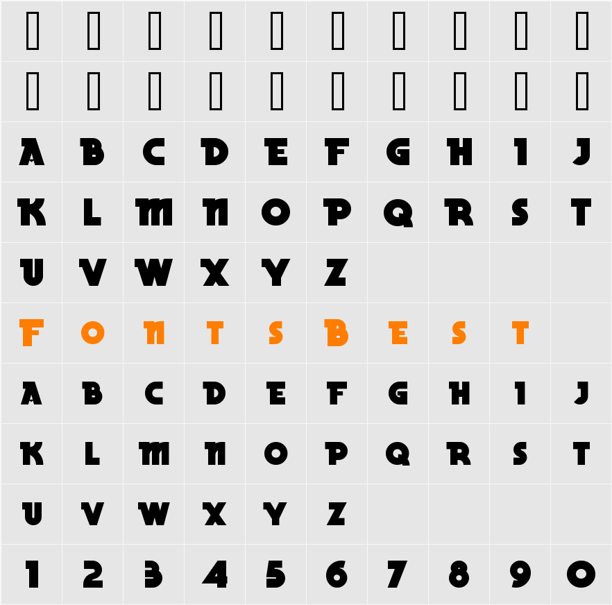 BeckerBlackNF Character Map