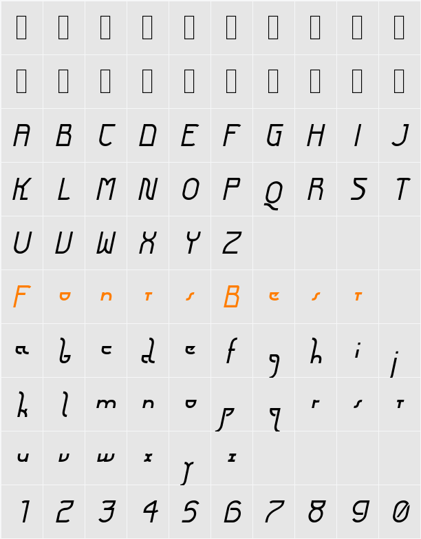 Futurex Arthur Character Map