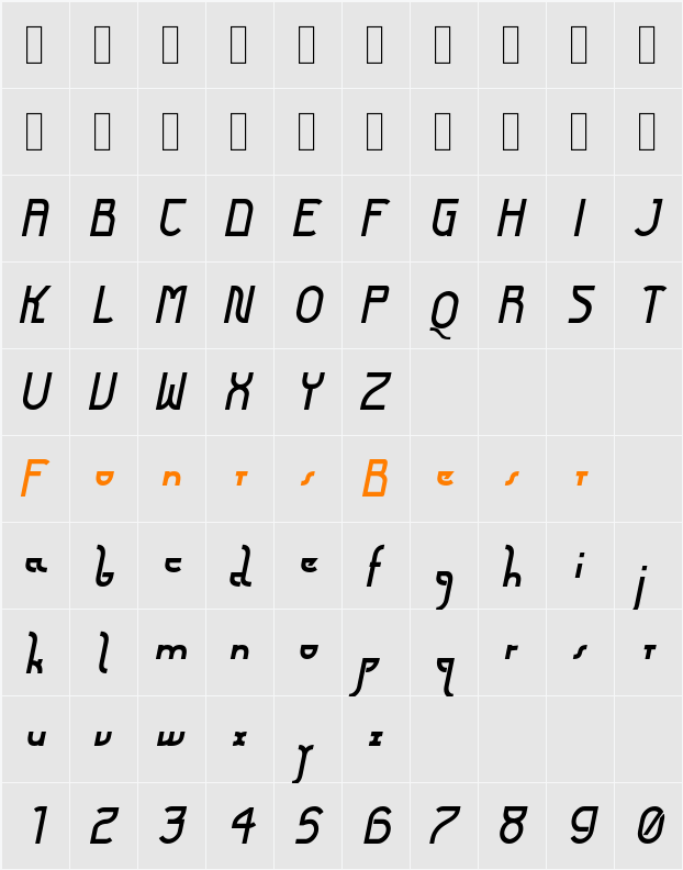 Futurex Arthur Character Map