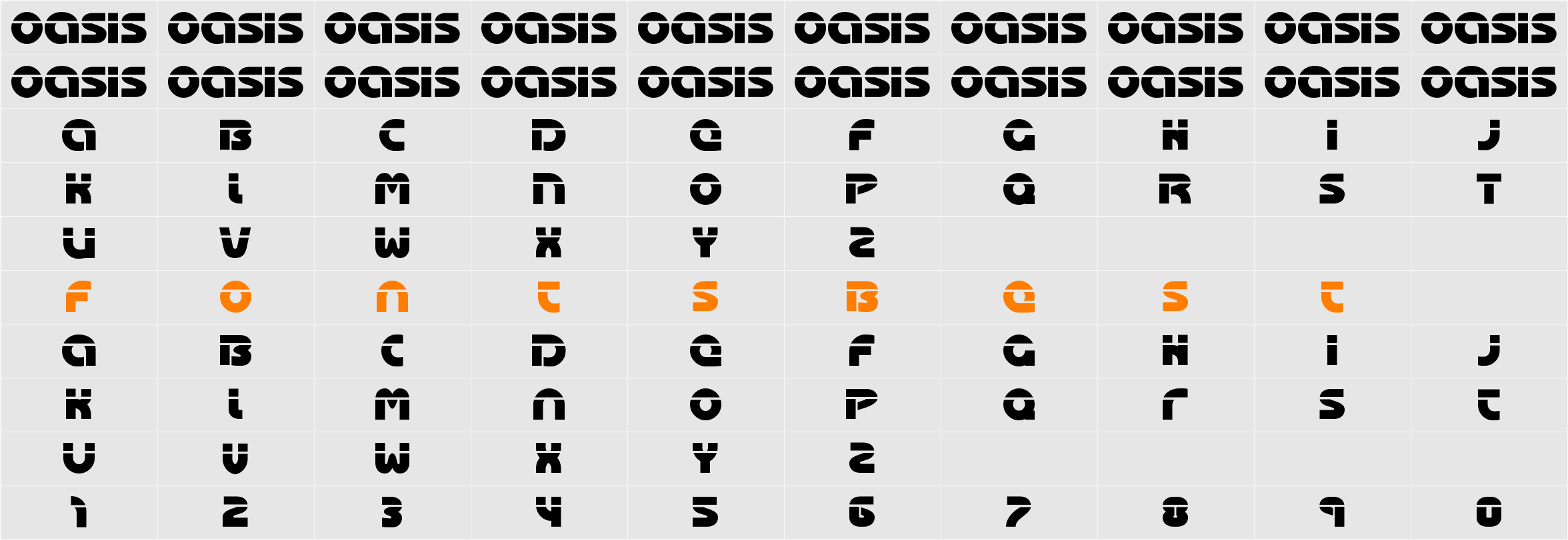 Oasis Character Map