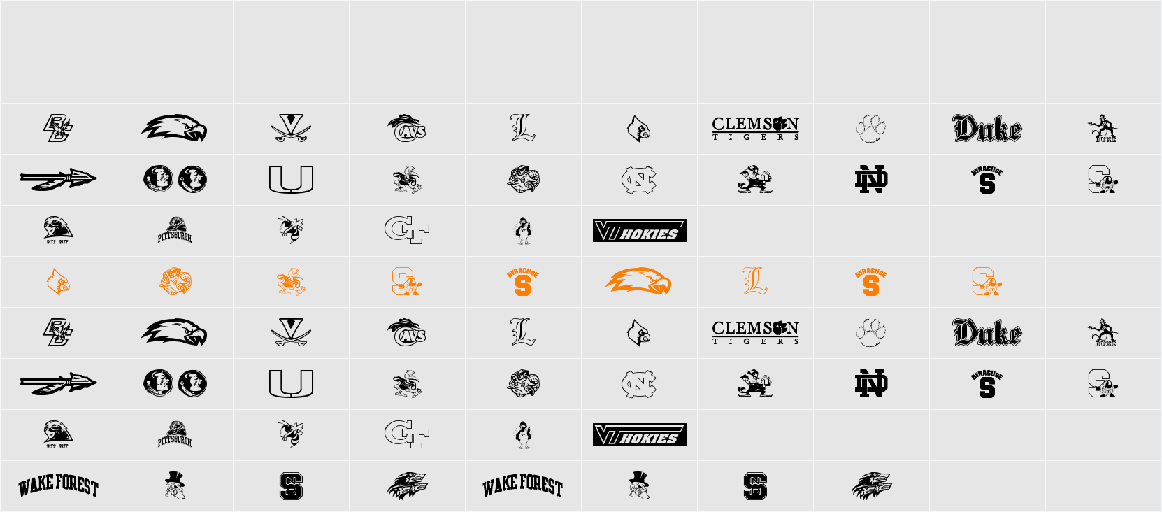 NCAA ACC Character Map