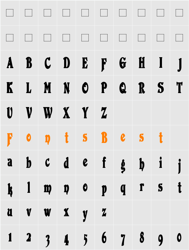 DuvallCondensed Character Map
