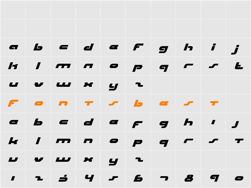 uni-sol italic Character Map