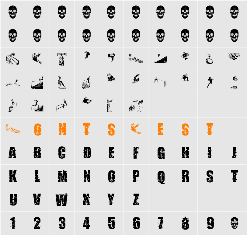 Skate or Die Character Map