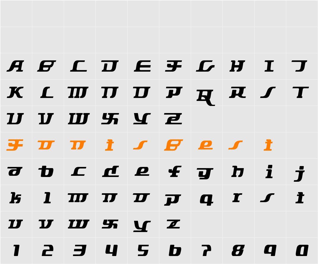 Starbat Character Map