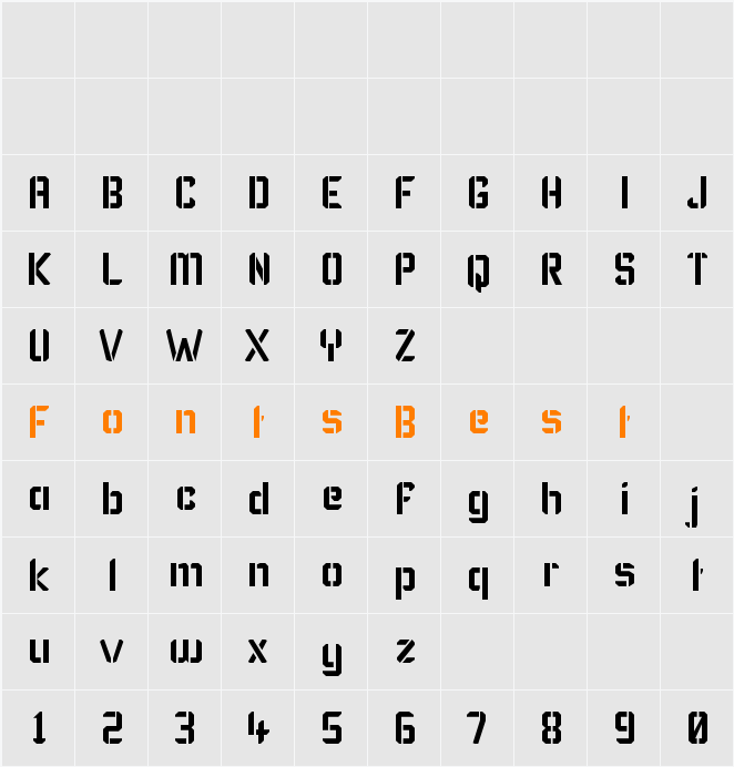 Karisma Stencil Character Map