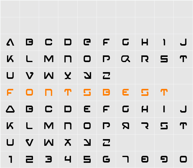 4114 Blaster Condensed Character Map