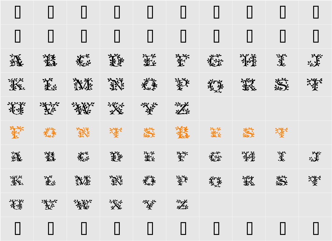 Tenderleaf Character Map