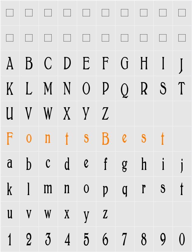 BoltonElongated Character Map
