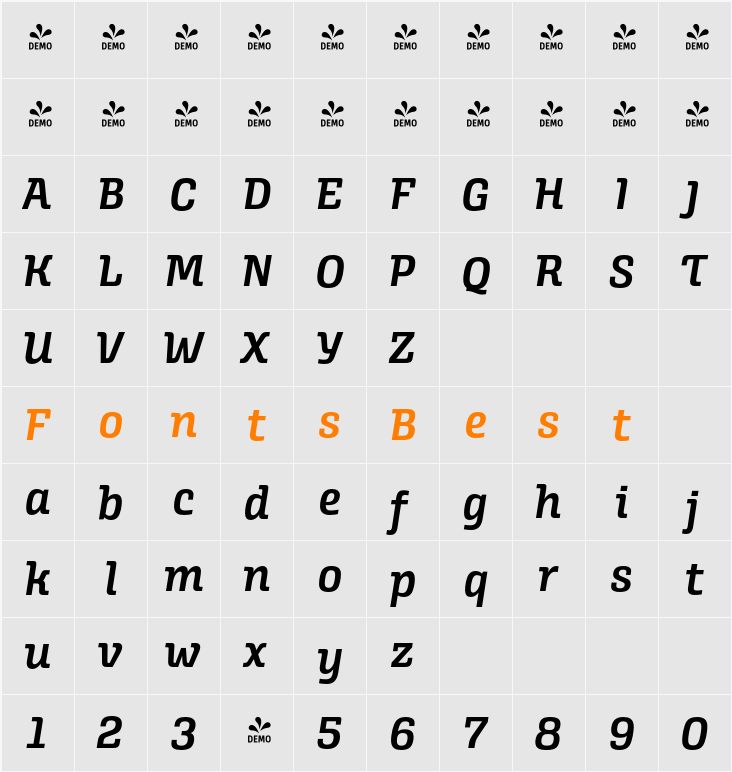 FSP DEMO - Alianza Italic 600 Character Map