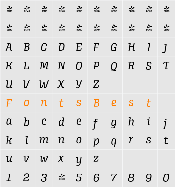 FSP DEMO - Alianza Italic 400 Character Map