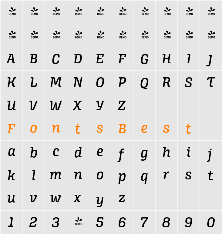 FSP DEMO - Alianza Italic 500 Character Map